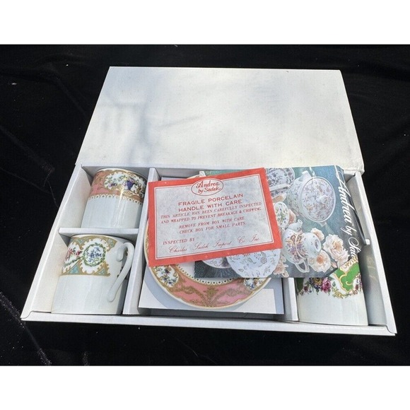 Brand New Andrea Sadek Collection China Colorful Demitasse Espresso Set -A42